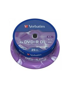 Pack de 25 DVD+R 8.5GB Verbatim 8x DL Mattsilver SF CB 43757