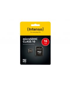 Intenso memory card microSDHC 16GB + adapter CL 10 (3413470)