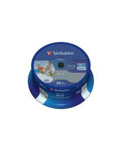 Pack de 25 BD-R 25GB Verbatim 6x DATALIFE Inkjet blanc HTL Cakebox 43811