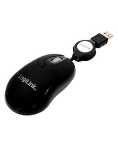 Souris optique LogiLink mini USB avec câble rétractable (ID0016) - Noir