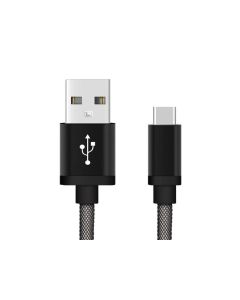 Reekin Chargeur USB Type-C - 1,0 mètre (Noir-Filet de poisson)
