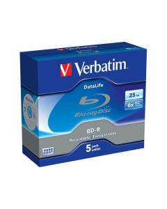 Verbatim BD-R 25GB/1-6x Jewelcase (5 Disc) DataLife White Blue Surface