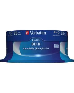 Verbatim BD-R 25GB/1-6x Cakebox (25 Disc) DataLife White Blue Surface