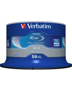 Verbatim BD-R 25GB/1-6x Cakebox (50 Disc) DataLife White Blue Surface 43838