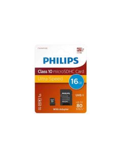 Philips MicroSDHC 16Go CL10 80mb/s UHS-I +Adaptateur au détail