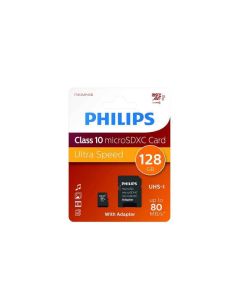 Philips MicroSDXC 128Go CL10 80mb/s UHS-I +Adaptateur au détail