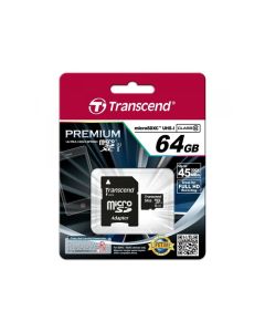 Transcend MicroSD/SDXC Card 64GB UHS1 w/Adapter TS64GUSDU1