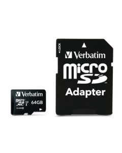 Verbatim PRO MicroSDXC 64GB Cl.10 U3 UHS-I W/Adapter 47042