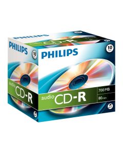 Philips CD-R Audio 80min 10 pièces - Boîtier en cristal - Carton box