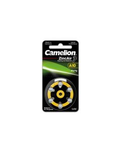 6 piles pour appareil auditif Camelion Zinc-Air A10 0% Mercury/Hg - Joune
