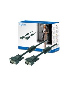 Câble LogiLink VGA 2x prise avec noyau en ferrite noir 15 Mètres CV0017