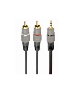 CableXpert Fiche stéréo 3,5 mm vers 2 * fiches RCA 2,5m Plaqué Or CCA-352-2.5M