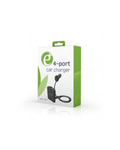 EnerGenie Chargeur pour automobile AV ou AR avec 4 ports, 9.6 A., NOIR EG-4U-CAR-01