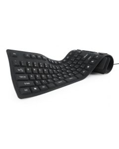 Gembird Clavier flexible, USB, adaptateur OTG, couleur noire, disposition US - KB-109F-B