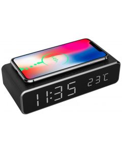 Gembird Réveil numérique avec fonction de charge sans fil Noir - DAC-WPC-01