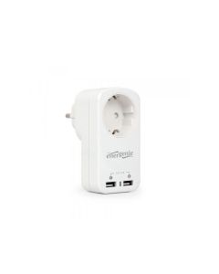 EnerGenie Connecteur intermédiaire avec chargeur USB intégré blanc EG-ACU2-01-W