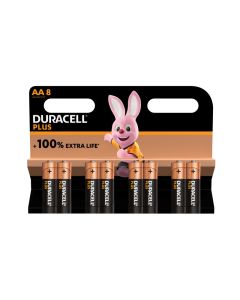 Duracell Pack de 8 piles Alkaline Plus Extra Life MN1500/LR06 Mignon AA