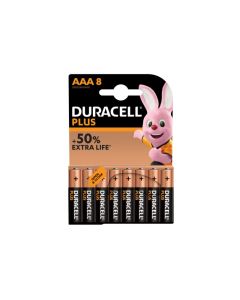 Duracell Pack de 8 piles  Alkaline Plus Extra Life MN2400/LR03 Micro AAA