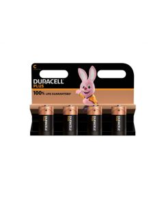 Duracell Pack de 4 piles Baby C  Alkaline Plus Extra Life MN1400/LR14