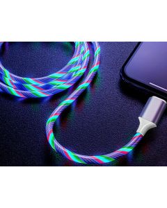 Reekin 2A Chargeur MicroUSB - 1,0 mètre (LED Flowing Light Up RGB)