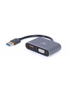 CableXpert USB-auf-HDMI+VGA-Display-Adapter, Spacegrau - A-USB3-HDMIVGA-01