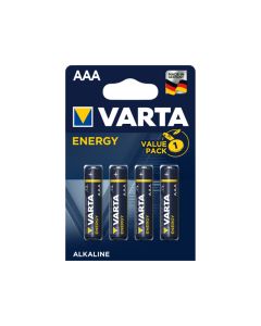 Varta Pack de 4 piles Alkaline, Micro, AAA, LR03, 1.5V - Energy, Blister