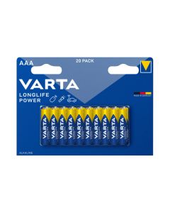 Varta Pack de 20 piles Alkaline, Micro, AAA, LR03, 1.5V Longlife Power