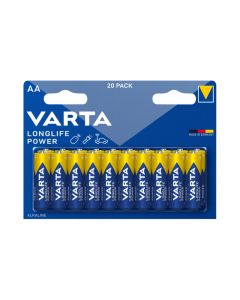 Varta Pack de 20 Alkaline, Mignon, AA, LR06, 1.5V Longlife Power