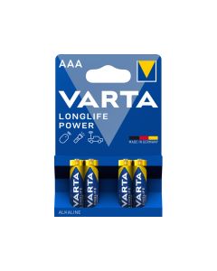 Varta Pack de 4 piles Alkaline, Micro, AAA, LR03, 1.5V - Longlife Power