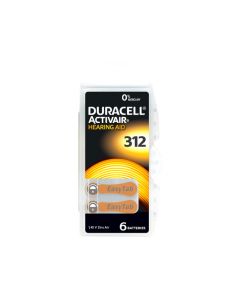 Duracell Battery Zinc Air, 312, 1.45V Blister (6-Pack)