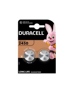 Duracell Battery Lithium, Button Cell, CR2450, 3V Blister (2-Pack)