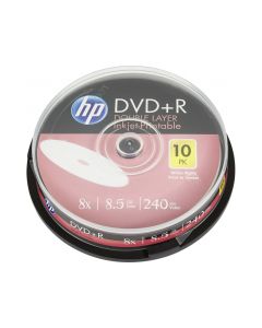 HP DVD+R DL 8.5GB/240Min/8x Cakebox (10 Disc) Printable Surface DRE00060WIP