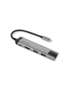 Verbatim USB 3.1-C Hub, Slimline, USB 3.0, HDMI 4K, RJ45 inkl. USB-C Kabel