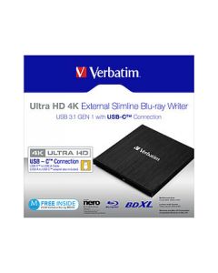 Verbatim Blu-ray Recorder, USB 3.1, 6x/8x/24x, UHD, 4K, BDXL - Portable