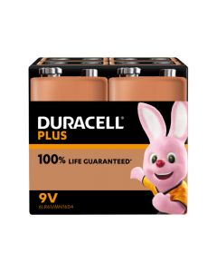 Duracell Battery  Alkaline, E-Block, 6LR61, 9V - Plus, Blister (4-Pack)