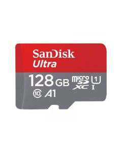 SanDisk Carte mémoire Ultra 128Go MicroSDXC 140Mo/s+SD Adaptateur SD SDSQUAB-128G-GN6