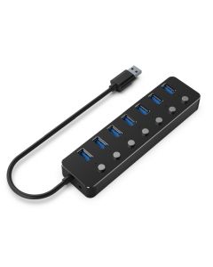 Gembird 7-port USB 3.1 Gen 1 HUB with switches juodas UHB-U3P7P-01