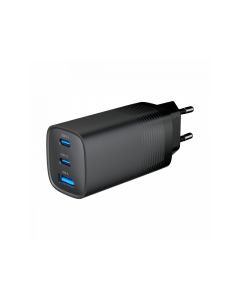 Gembird 3-port 65W GaN USB PowerDelivery Charger Black TA-UC-PDQC65-01-BK