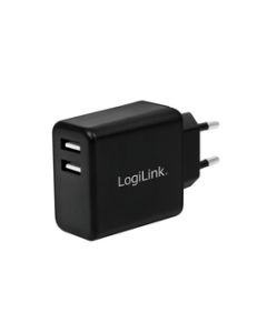 LogiLink dual USB Socket Adapter 2x USB-A 12W Black PA0210