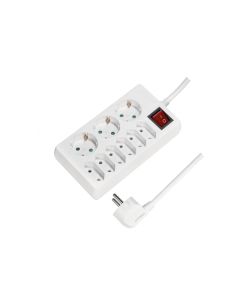 LogiLink 9-way Power Strip+Switch 6x CEE 7/3+3x CEE 7/16 1.5m White LPS201