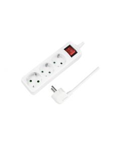 LogiLink 3-way Power Strip + Switch 3x CEE 7/ 1.4m White LPS206