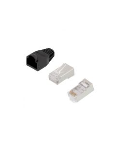 LogiLink RJ45 Modular Plug Cat.5e Shielded 100 Black Grommet MP0012