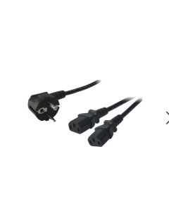 LogiLink Power Cable CEE7/7 (90°) to 2x IEC C13 1.7m Black CP101