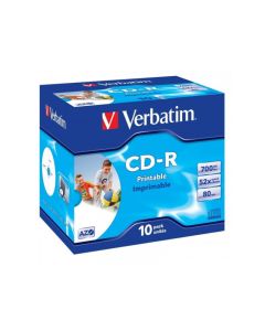 CD-R 80 Verbatim 52x DLP Inkjet white Full Surface 10er Jewel Case 43325