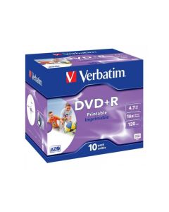 DVD+R 4.7GB Verbatim 16x Inkjet white Full Surface 10er Jewel Case 43508