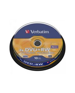 Pack de 10 DVD+RW 4.7GB Verbatim 4x Cakebox 43488