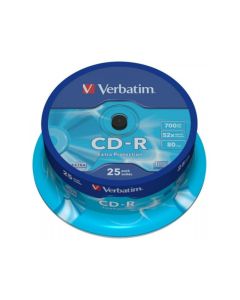Pack de 25 CD-R 80 Verbatim 52x DL Cakebox 43432