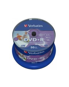 DVD+R 4.7GB Verbatim 16x Inkjet white Full Surface 50er Cakebox 43512