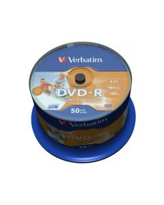 DVD-R 4.7GB Verbatim 16x Inkjet white Full Surface 50er Cakebox 43533