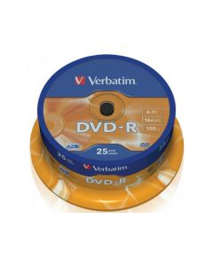 Pack de 25 DVD-R 4.7GB Verbatim 16x Cakebox 43522